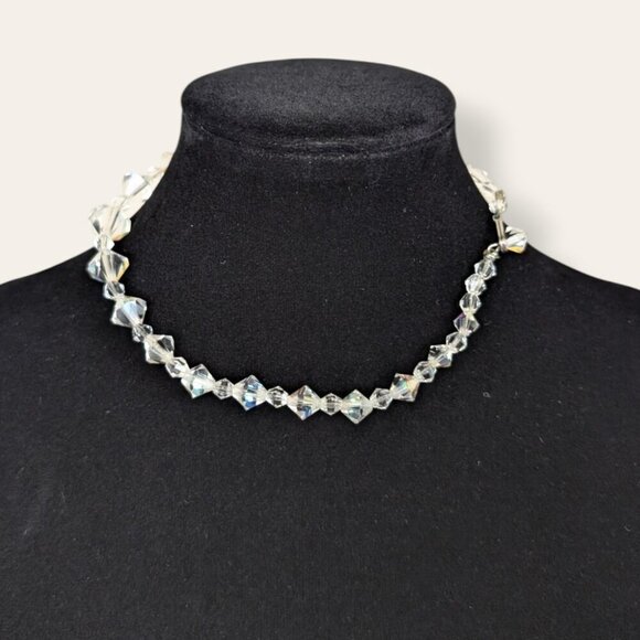 Vintage Short Bicone AB Crystal Necklace - Picture 4 of 5